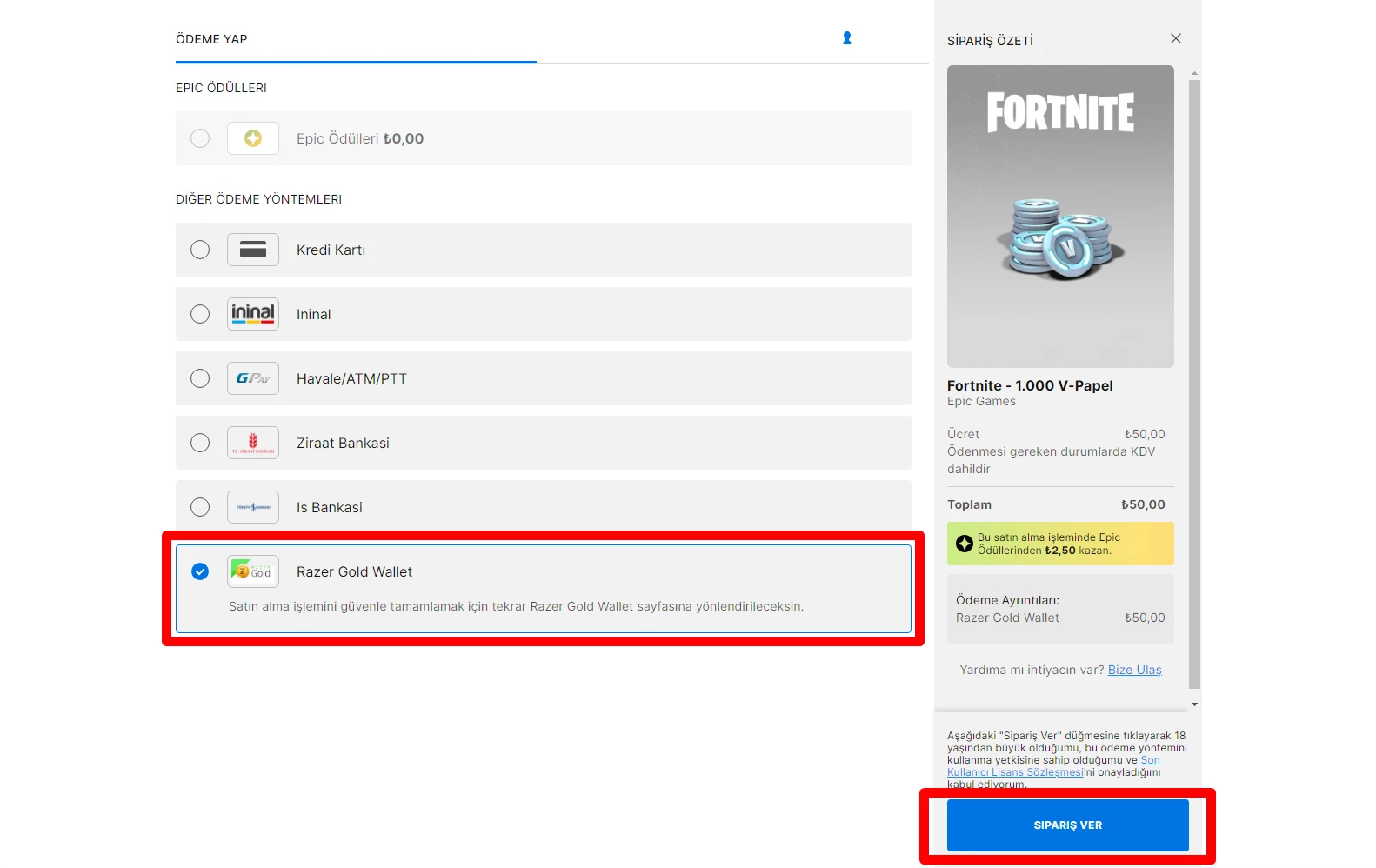 Fortnite Ödeme Onay Ekranı