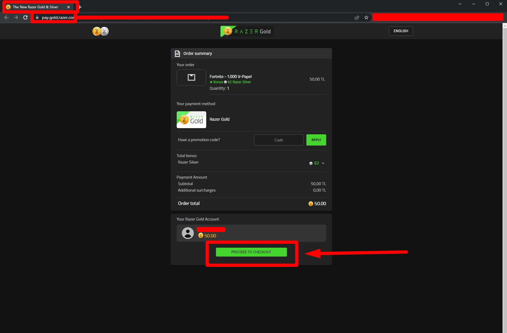 Razer Gold Ödeme Sayfası